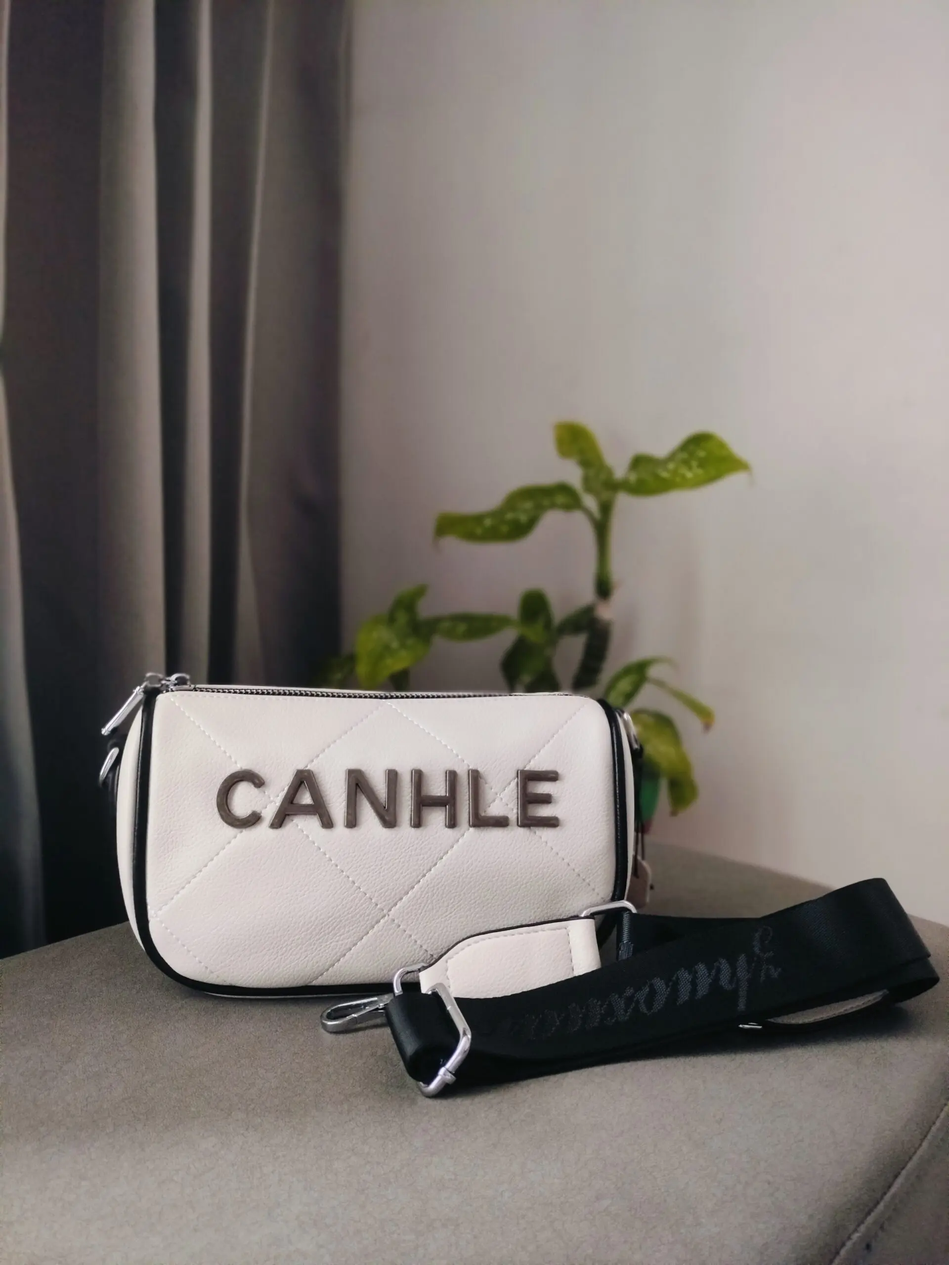 Adda Quilted White Rectangle Sling Bag - Image 1