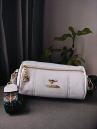 Adda Trendy White Cylinder Bag with Wide Strap
