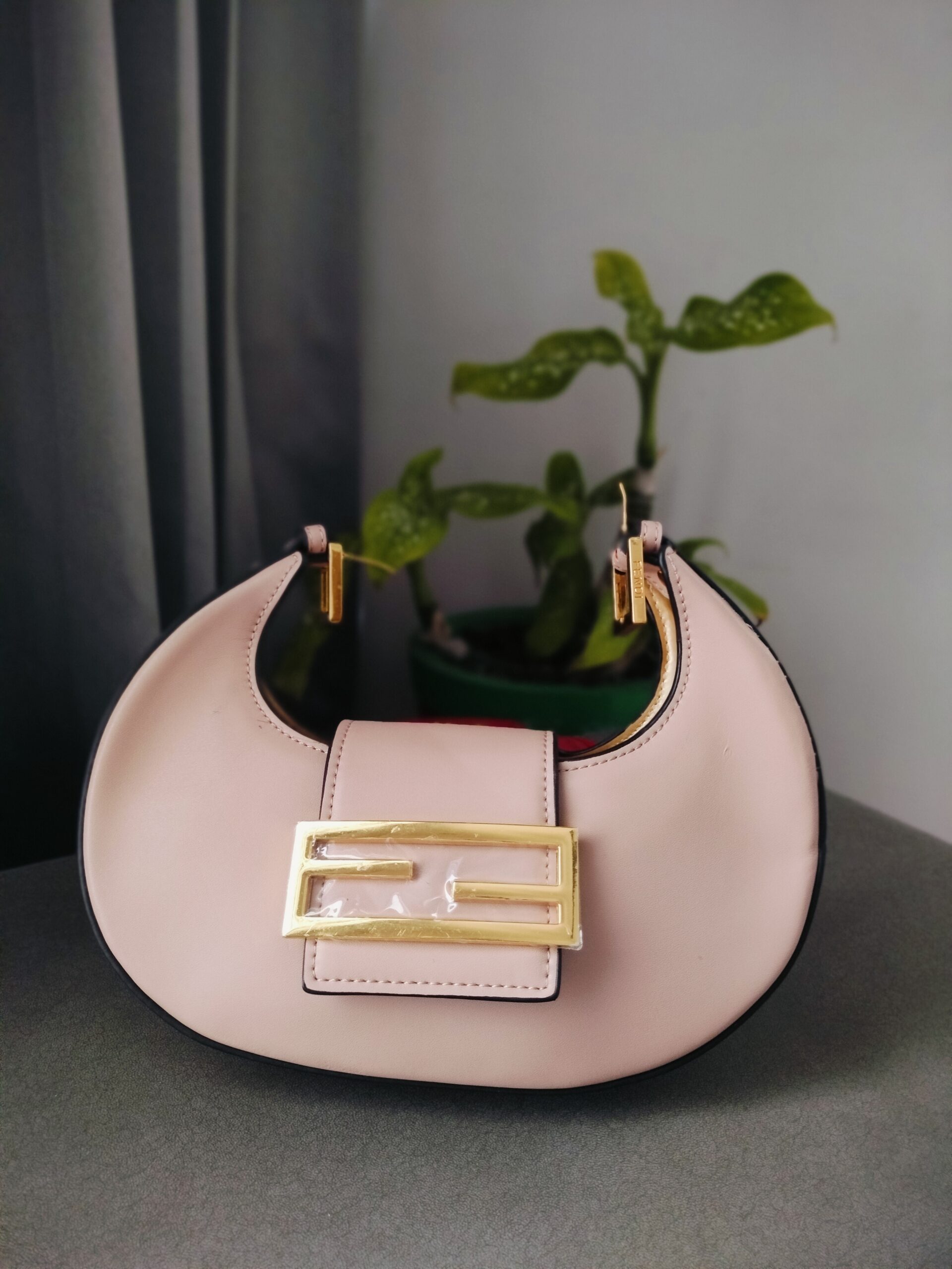 Adda Elegant Blush Pink Half-Moon Handbag