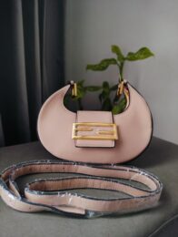 Adda Elegant Blush Pink Half-Moon Handbag