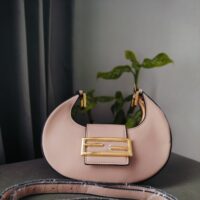 Adda Elegant Blush Pink Half-Moon Handbag