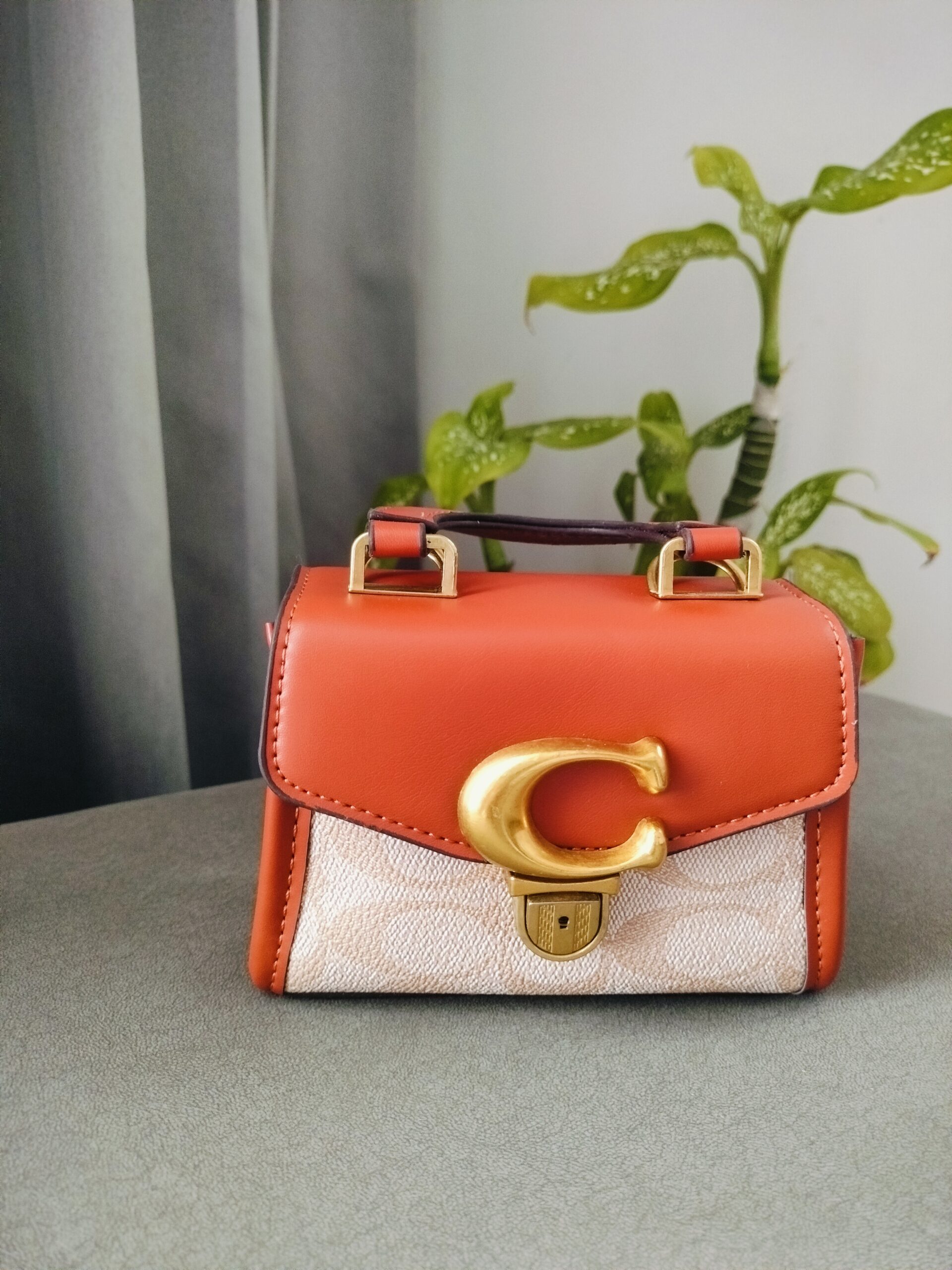 Adda Trendy Mini Orange & Beige Handbag