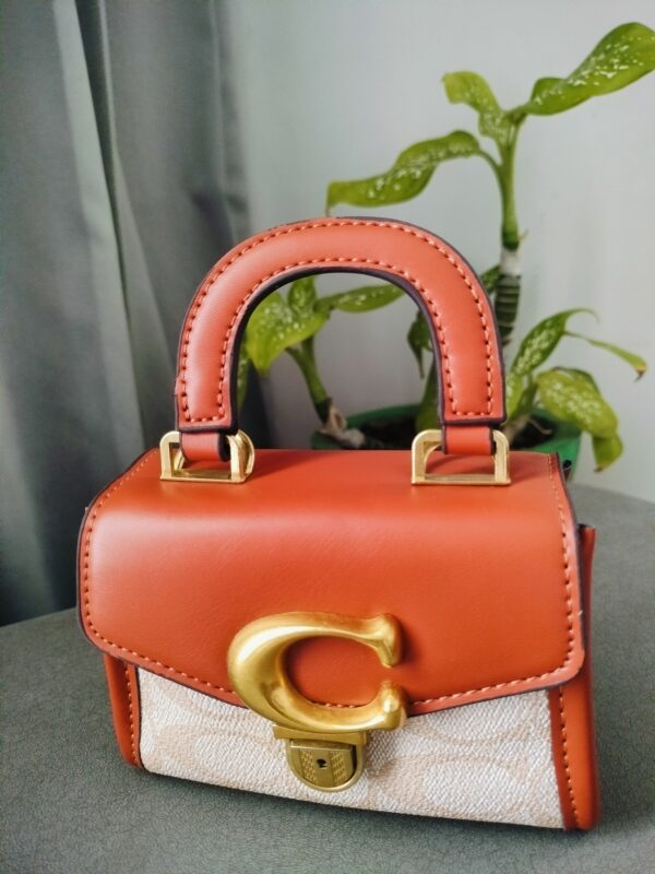 Adda Trendy Mini Orange & Beige Handbag - Image 3