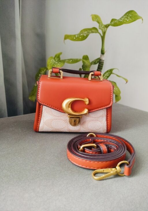 Adda Trendy Mini Orange & Beige Handbag
