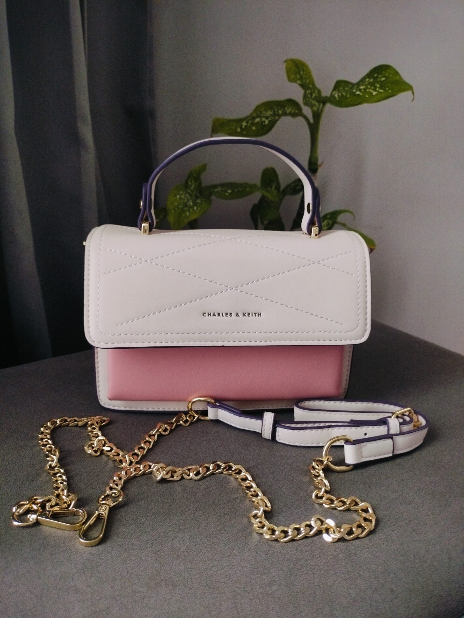 Adda Elegant Two-Tone Sling Bag with C-Buckle