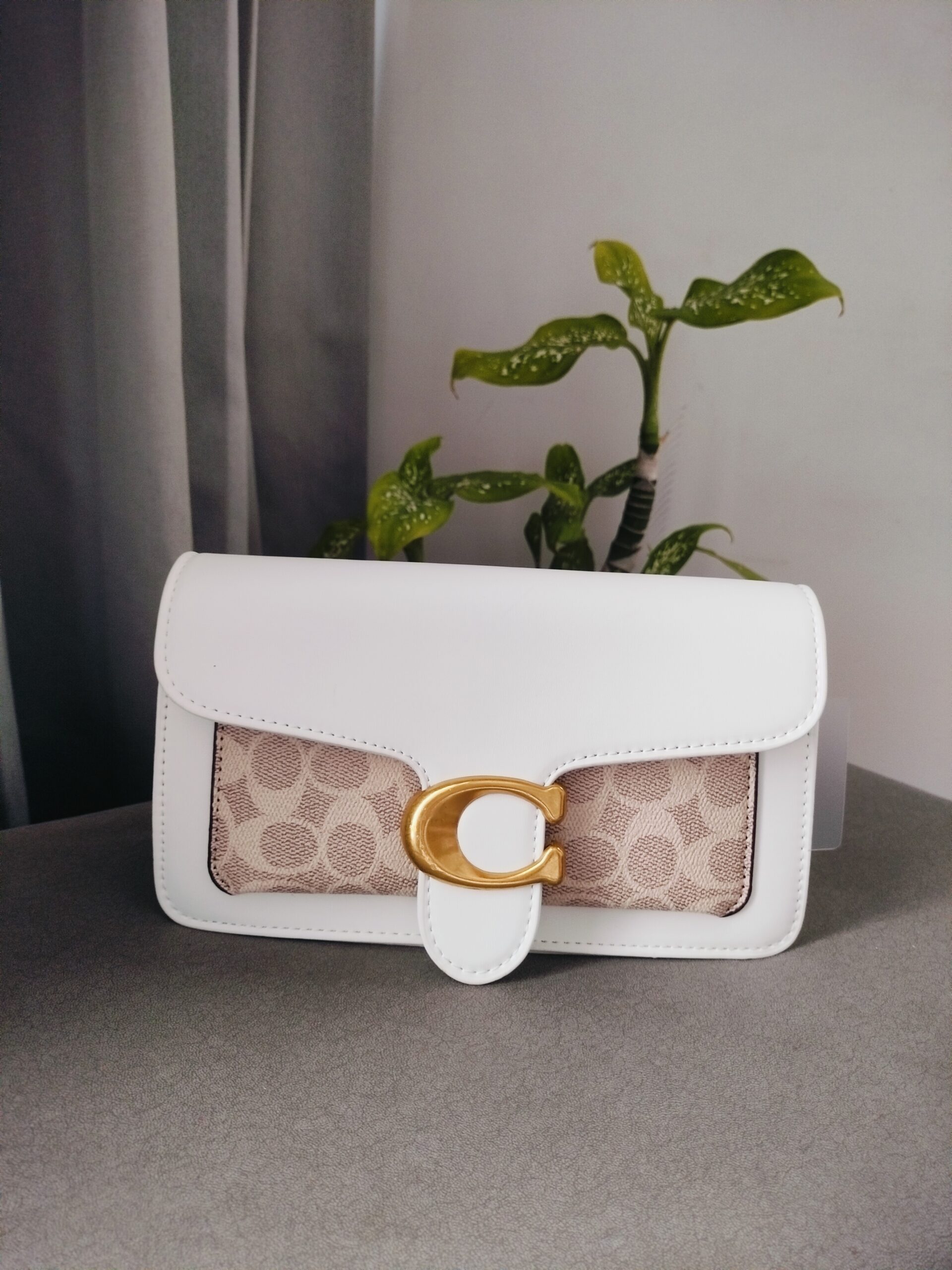 Adda Chic White Crossbody Bag with C-Buckle