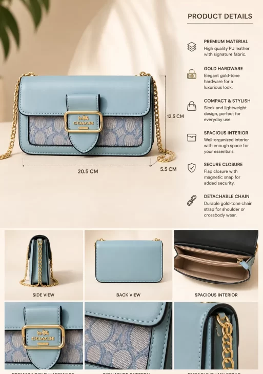 Coach Blue Classy Compact Luxury Sling Bag