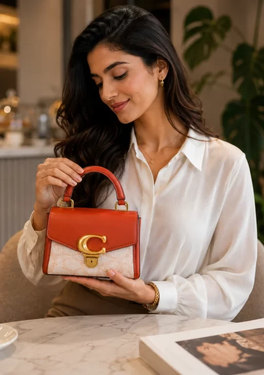 Coach Mini Premium PU Leather Top-Handle Handbag