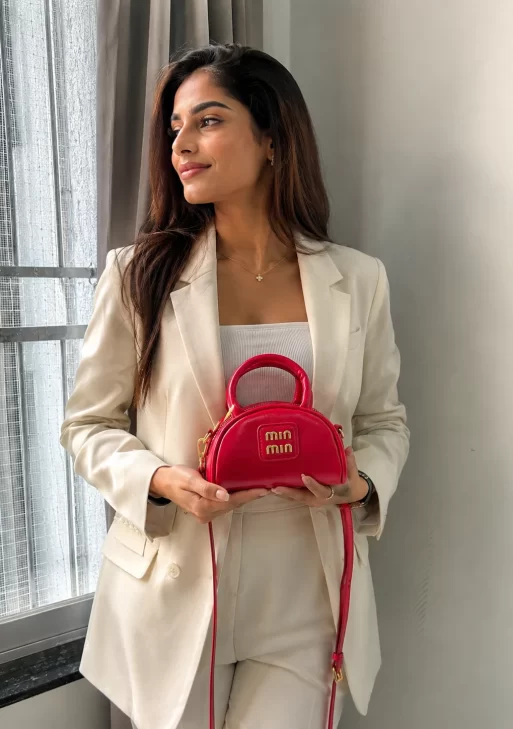 Min Min Premium Red Mini Handbag with Detachable Sling Strap