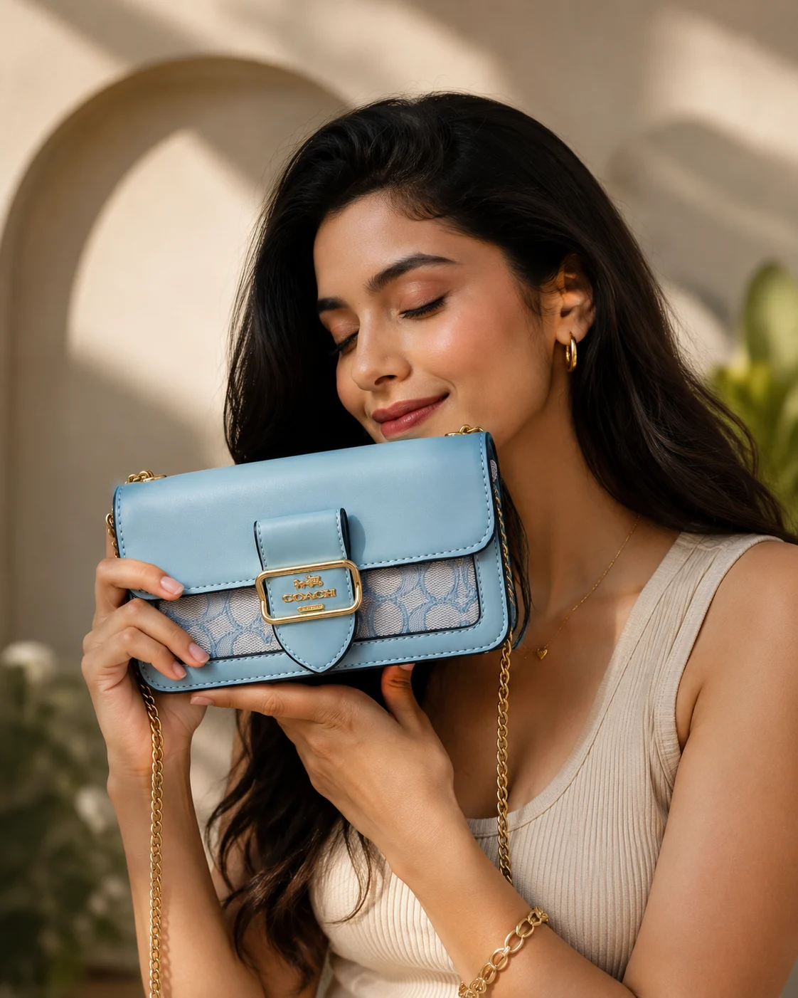 Coach Blue Classy Compact Luxury Sling Bag