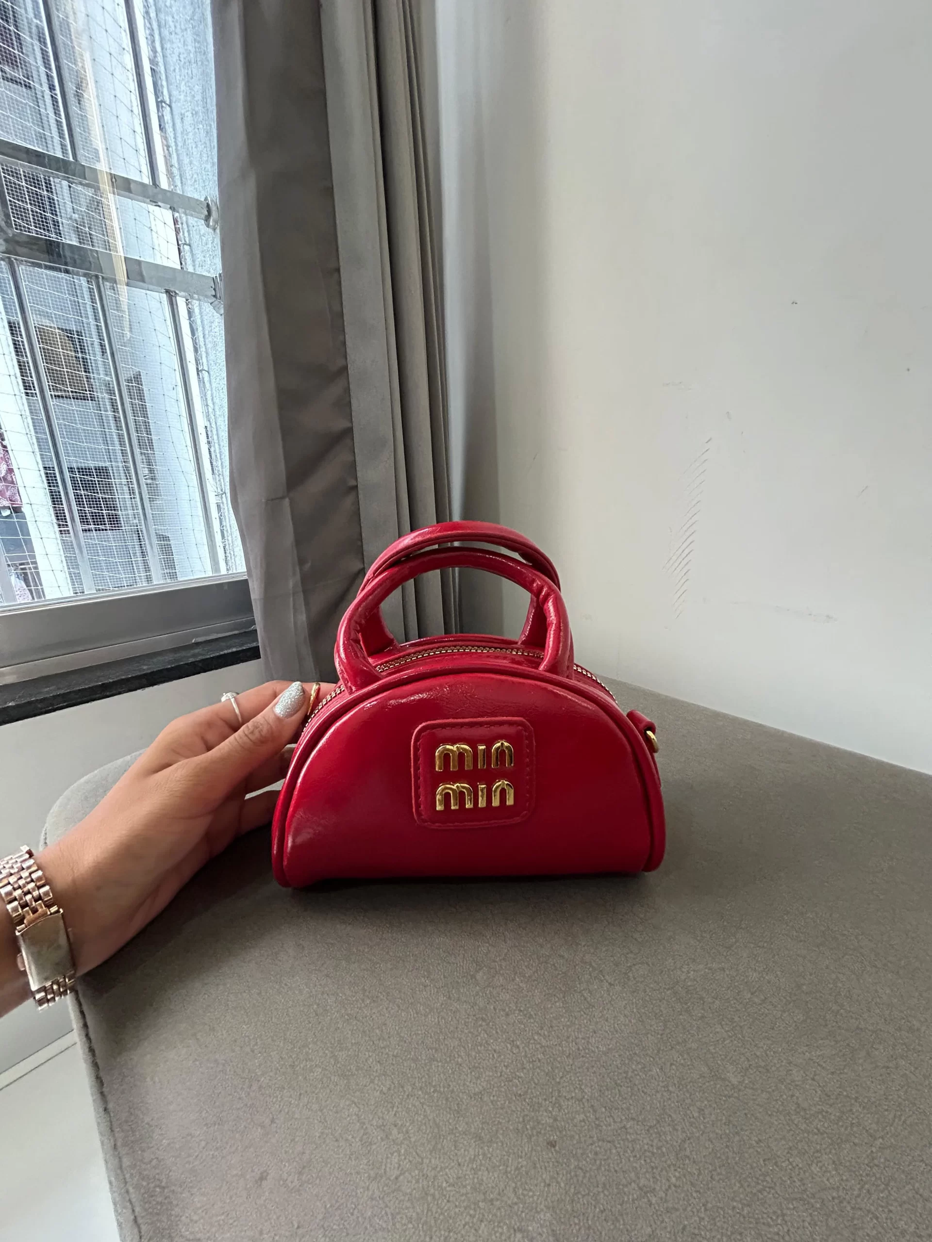 Min Min Premium Red Mini Handbag with Detachable Sling Strap - Image 3